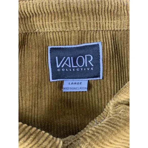 Valor Collective Corduroy Shacket Brown Mens Large Long Sleeve 100% Cotton - Picture 5 of 8